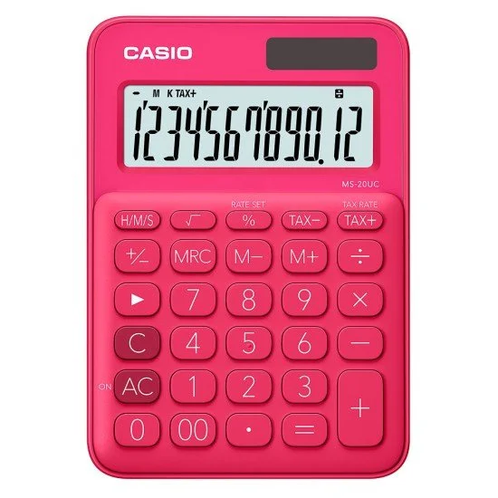 CALCULADORA DE ESCRITORIO CASIO MS-20UC-RD 12D FUCCIA