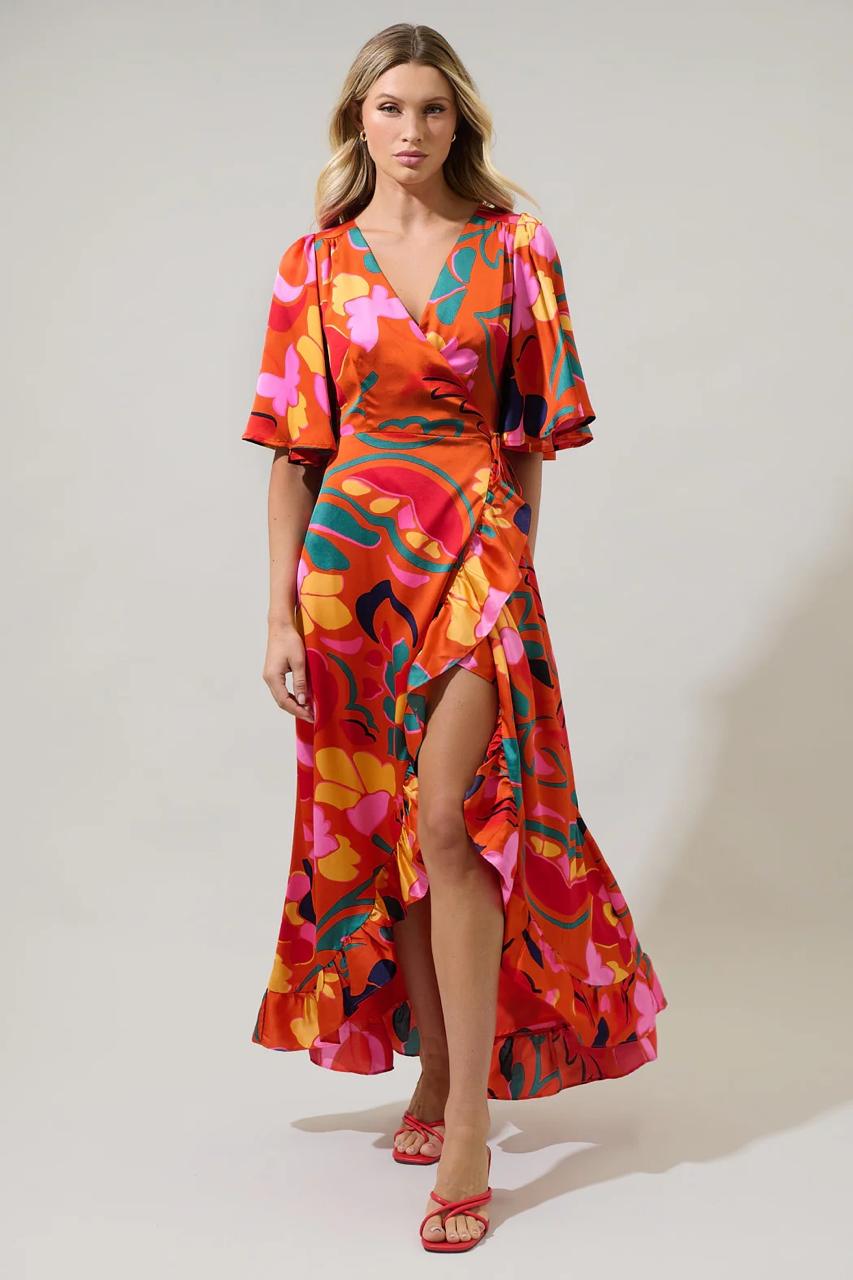 Serene Floral Abelia Maxi Wrap Dress (Talla S) thumbnail