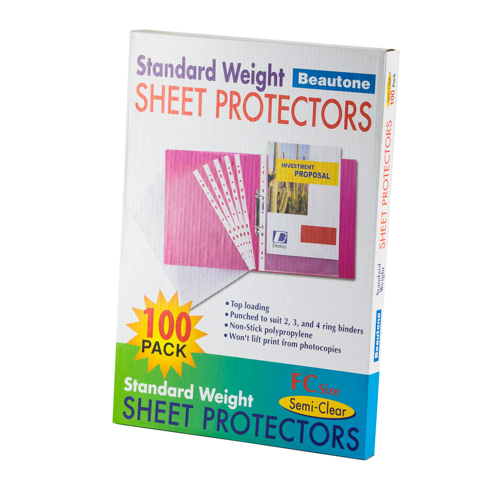 CAJA DE PROTECTOR DE HOJAS OFICIO BEAUTONE 100 UNIDADES