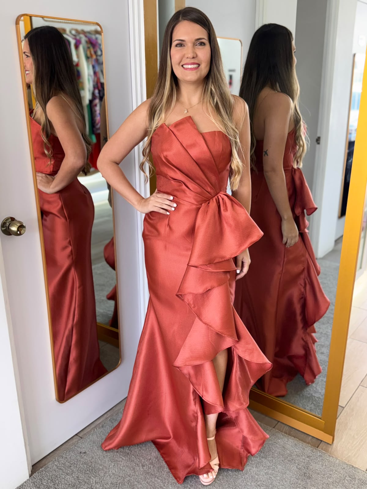Rust Evening Maxi Dress (Talla S)