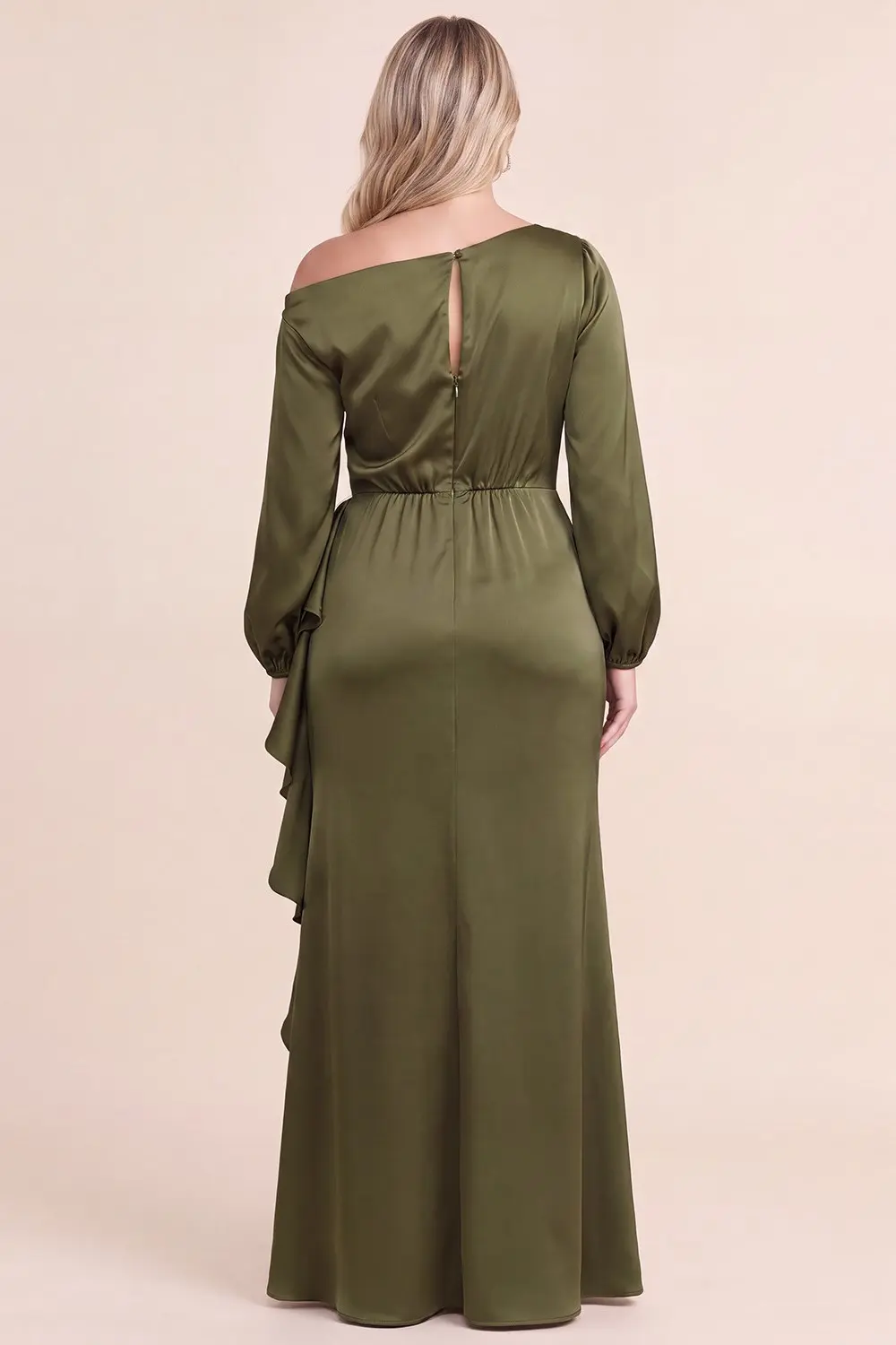 Olive Plus Size Satin Slit Maxi Dress (Talla 2XL) thumbnail