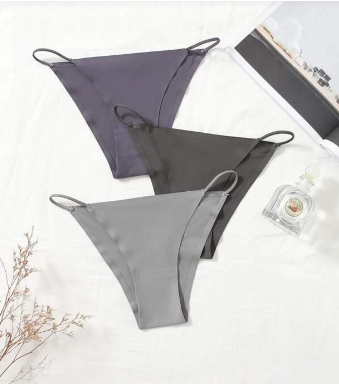 Grey 3pack Solid No Show Panty (Talla L)