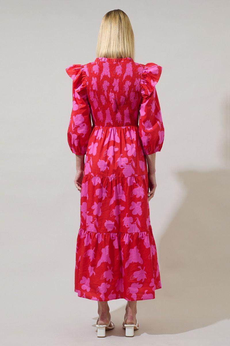 Raspberry Bliss Brighton Smocked Poplin Maxi Dress (Talla XS) thumbnail