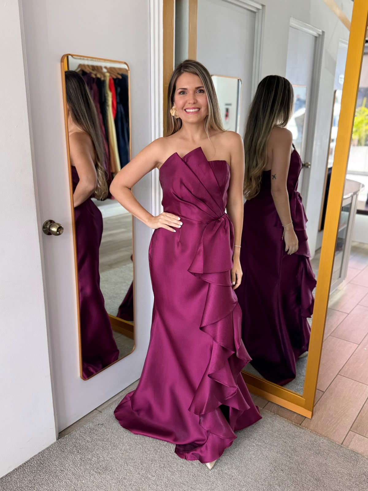 Wine Special Evening Maxi Dress (Talla M)