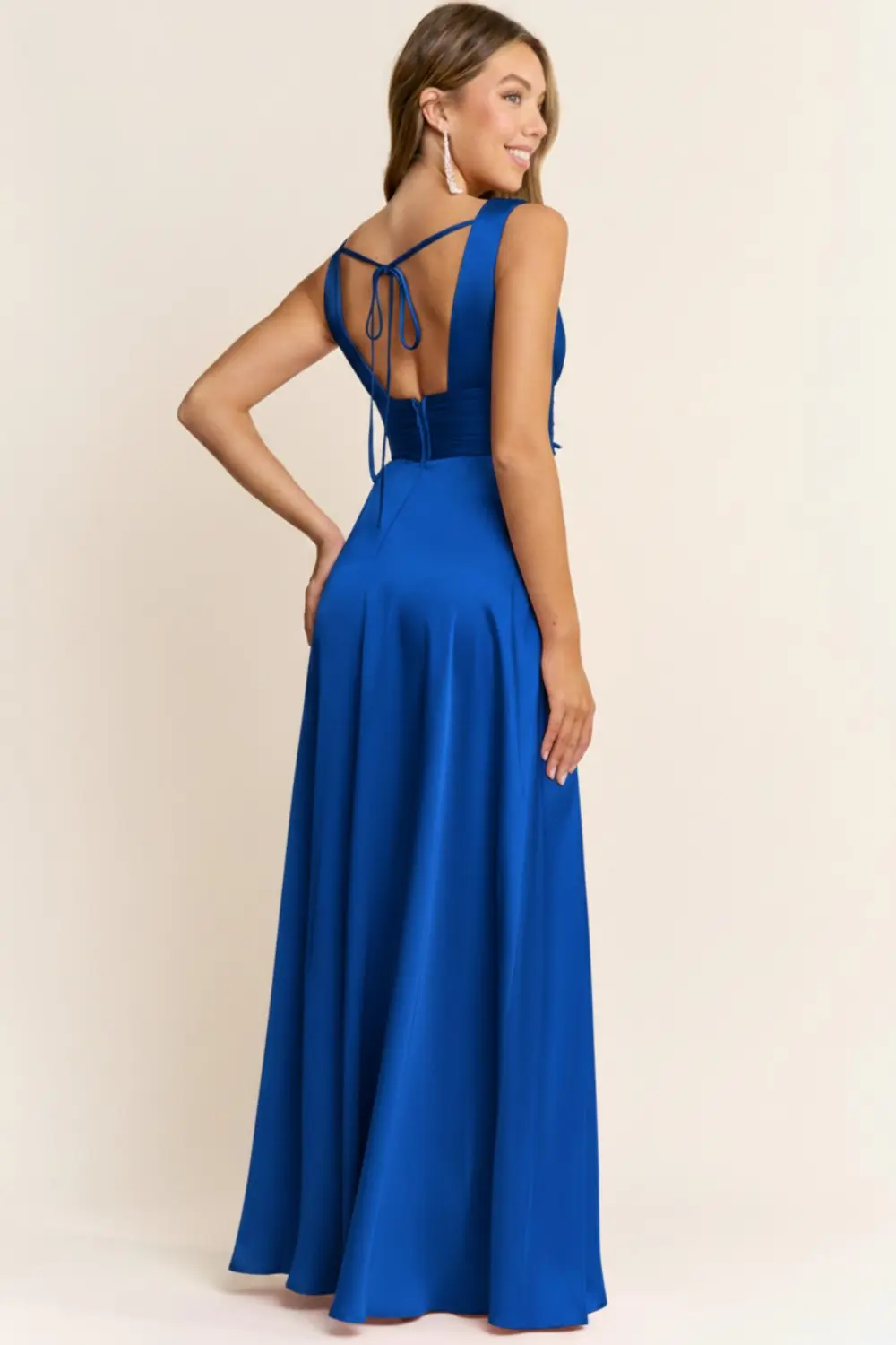 Blue Deep V-Neckline Maxi Dress (Talla S) thumbnail