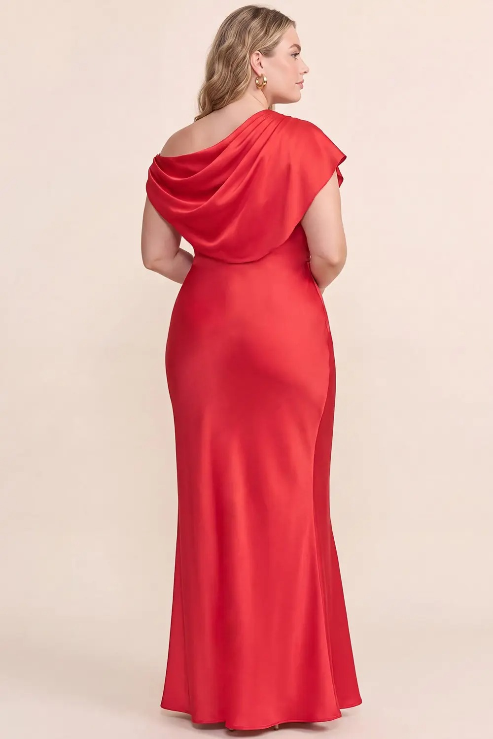 Plus Size Red Draped Overlay Bodice Maxi Dress (Talla XL) thumbnail