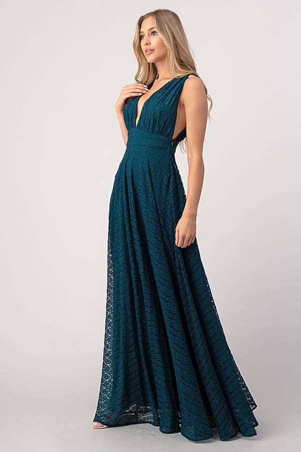 Green Deep V Maxi Dress (Talla S) thumbnail