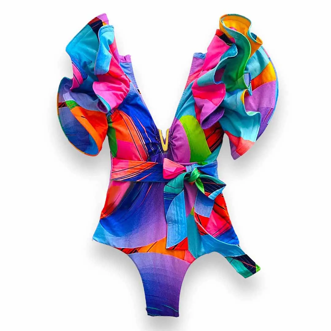 Multicolor V Neck Monokini (Talla S)