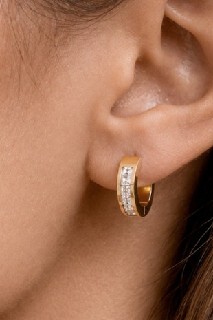 18k Gold Plated Waterproof Stainless Steel Hoop Earrings