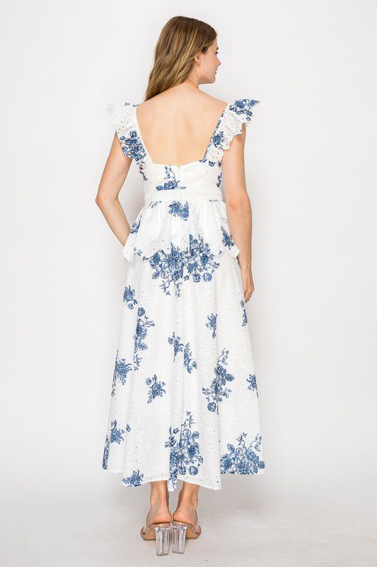 White & Navy Day Dress (Talla L) thumbnail