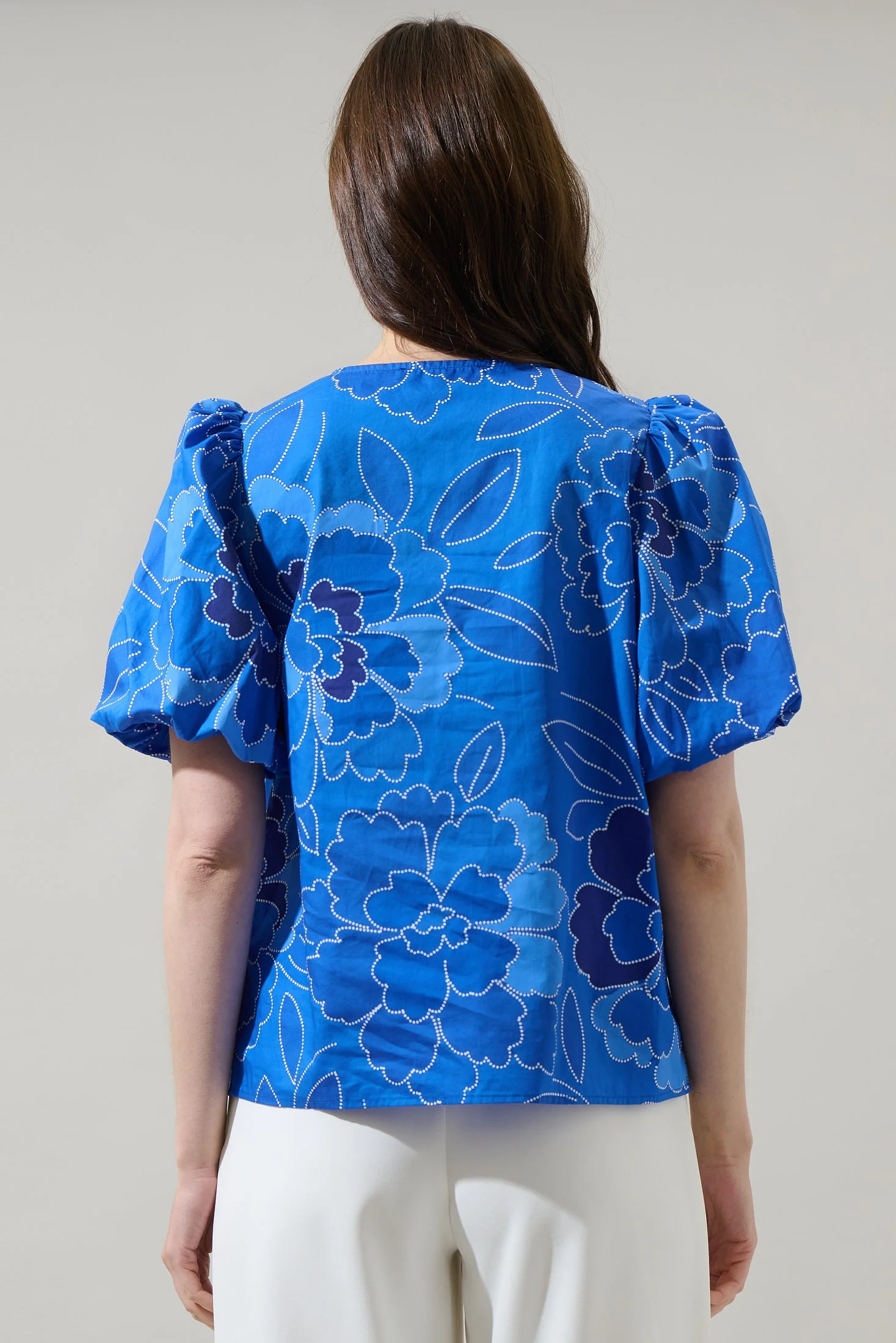 Maris Floral Adi Poplin Split Neck Top (Talla XS) thumbnail