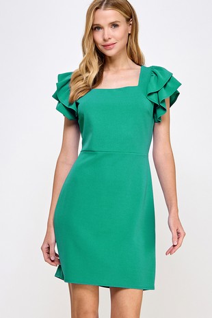 Emerald Solid square neckline dress  (Talla M) thumbnail