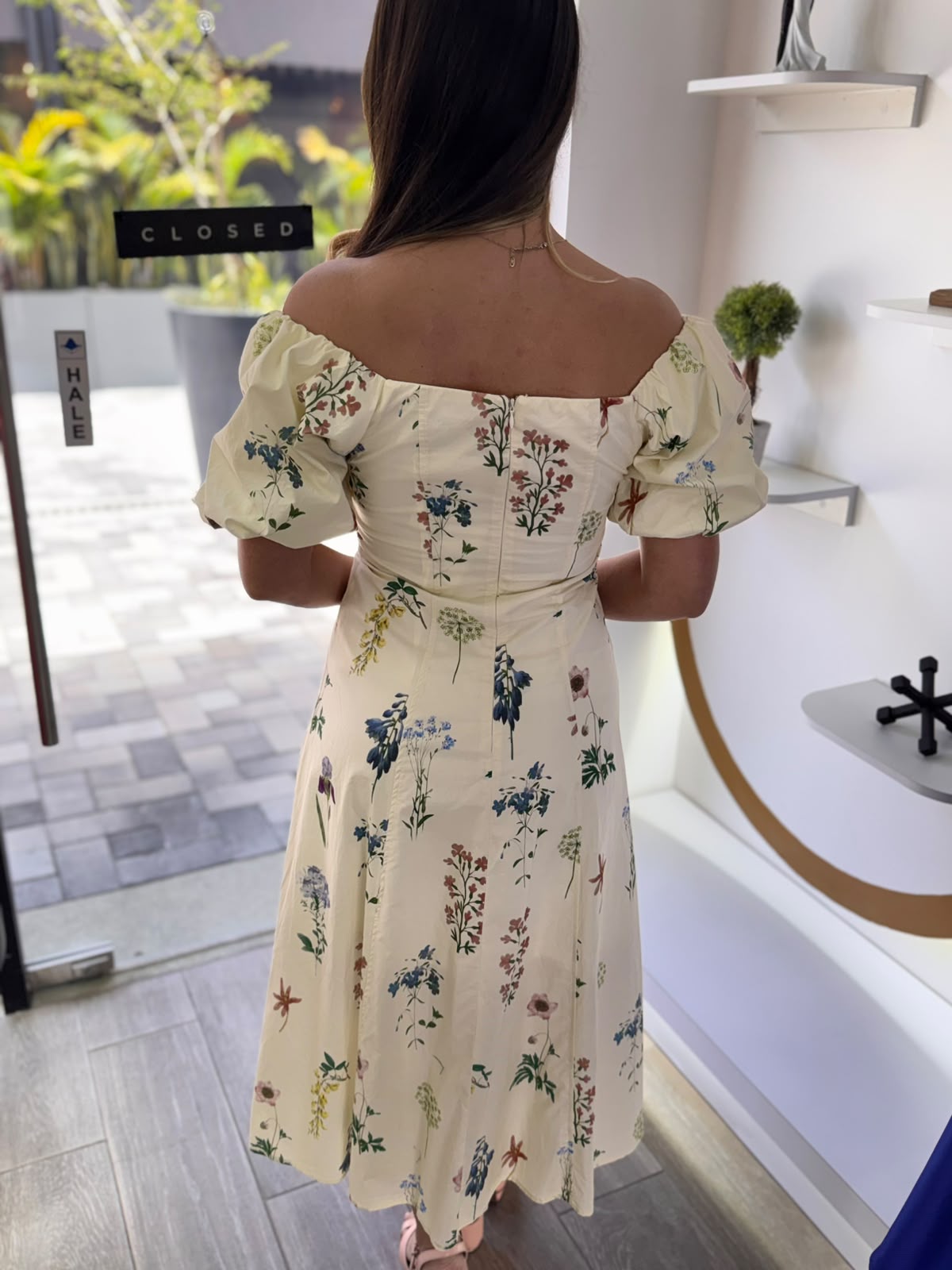 Ivory Bubble Sleeve Midi Dress (Talla M) thumbnail