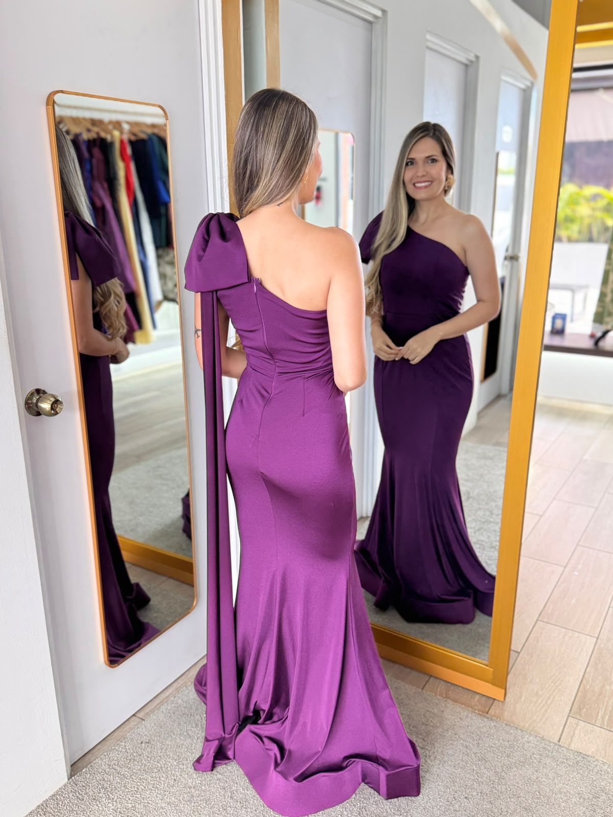 Plum One Should Bow Maxi Dress (Talla L) thumbnail