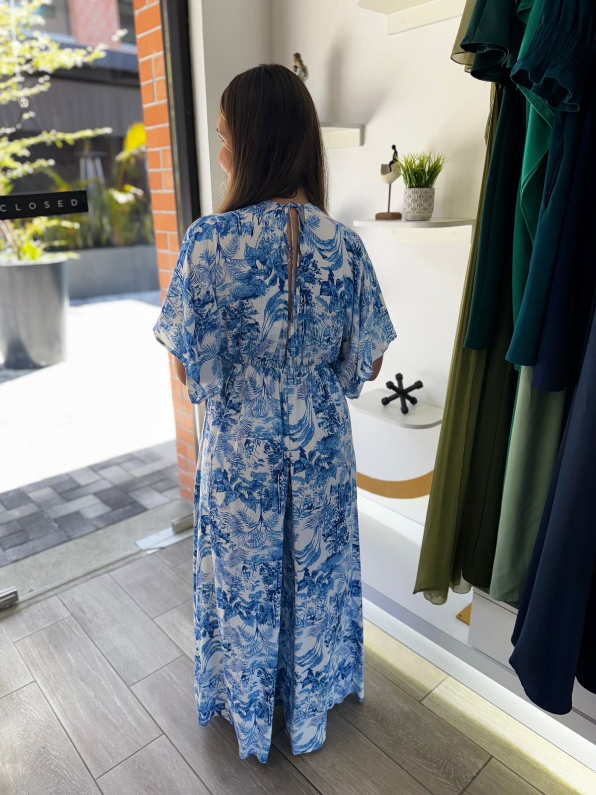Kimono Sleeve Tie Chest Elastic Waisted Jumpsuit (Talla S) thumbnail