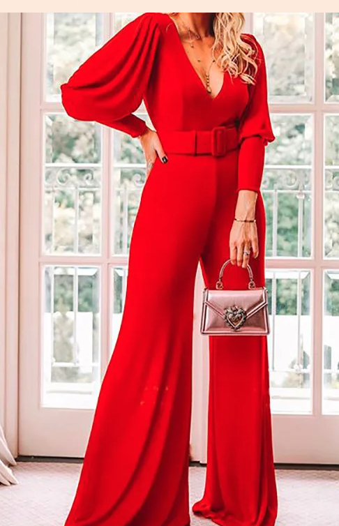 Red Belted Jumpsuit (Talla M) thumbnail