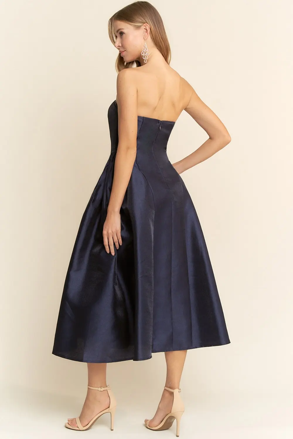 Navy Strapless Midi Dress (Talla M) thumbnail