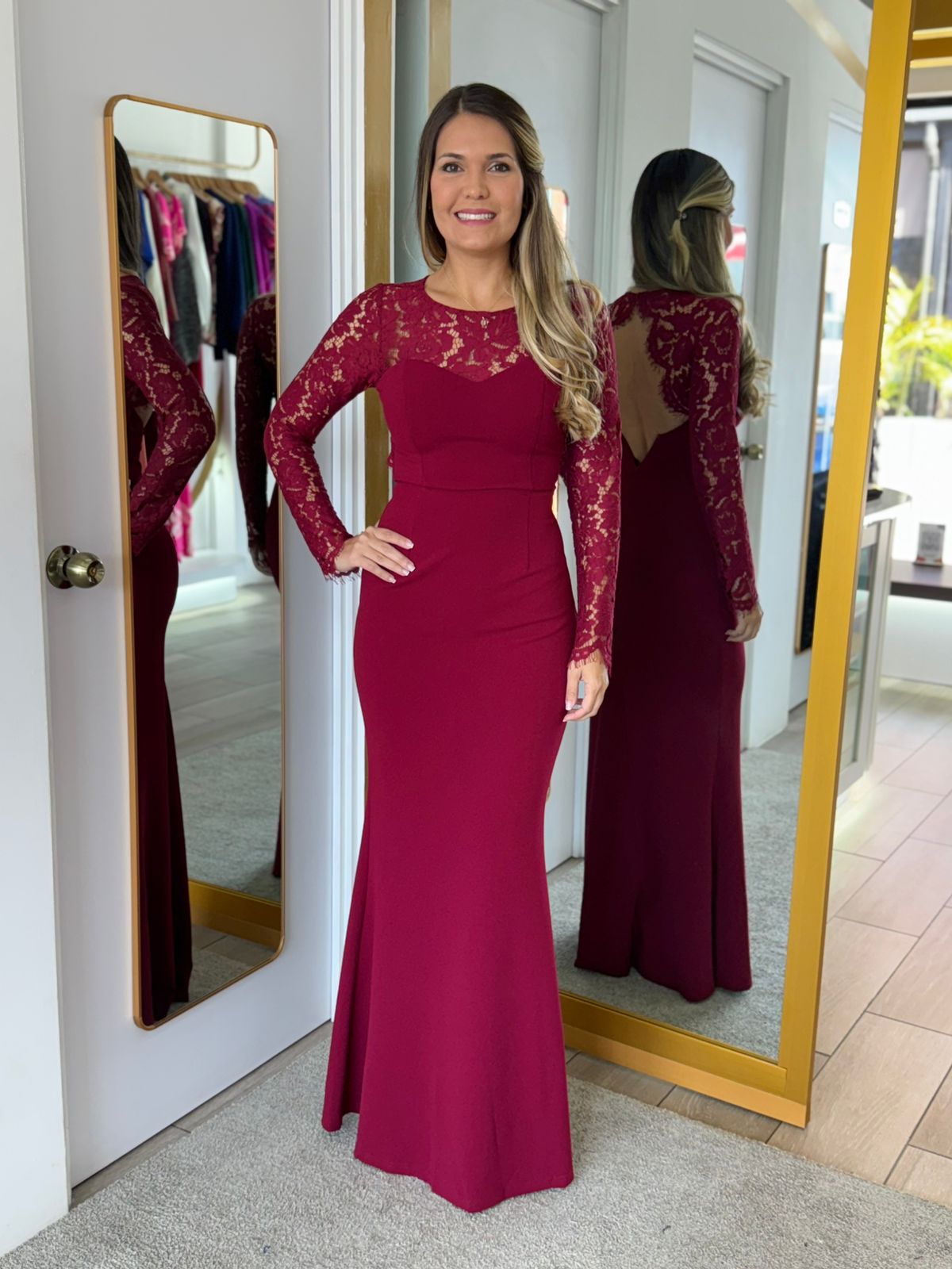 Wine Open Back Maxi Dress (Talla M) thumbnail