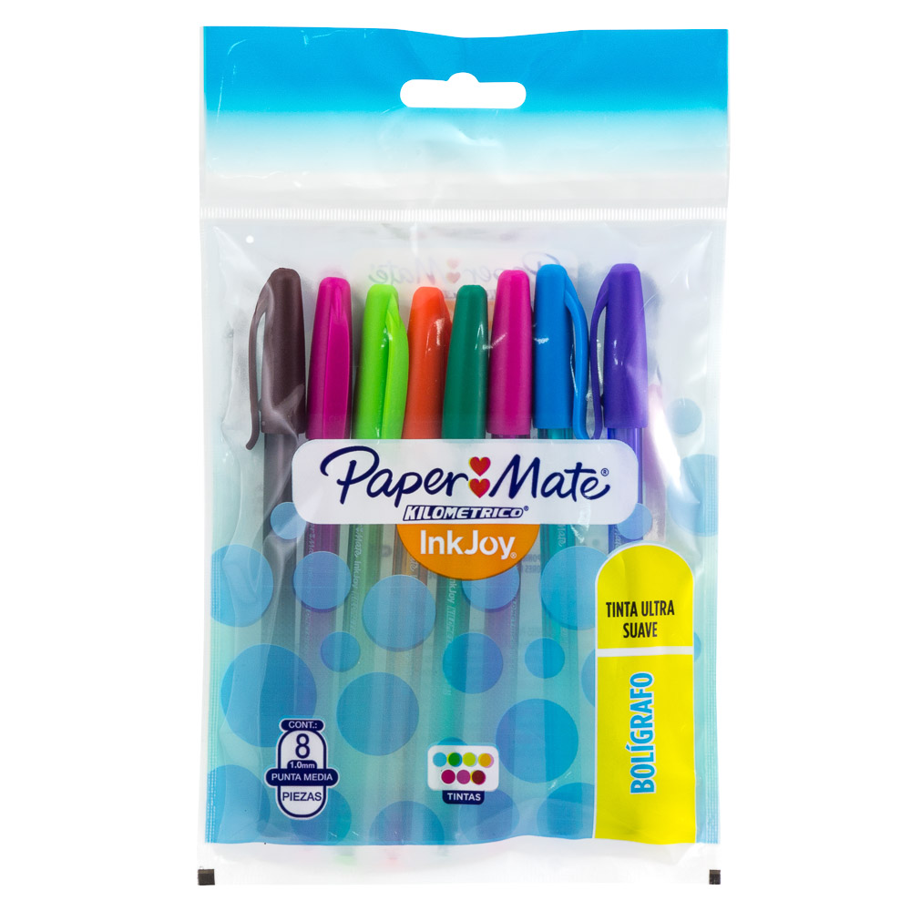 ESTUCHE DE BOLIGRAFO TRIANGULAR PAPER MATE KILOMETRICO INKJOY 8 UNIDADES