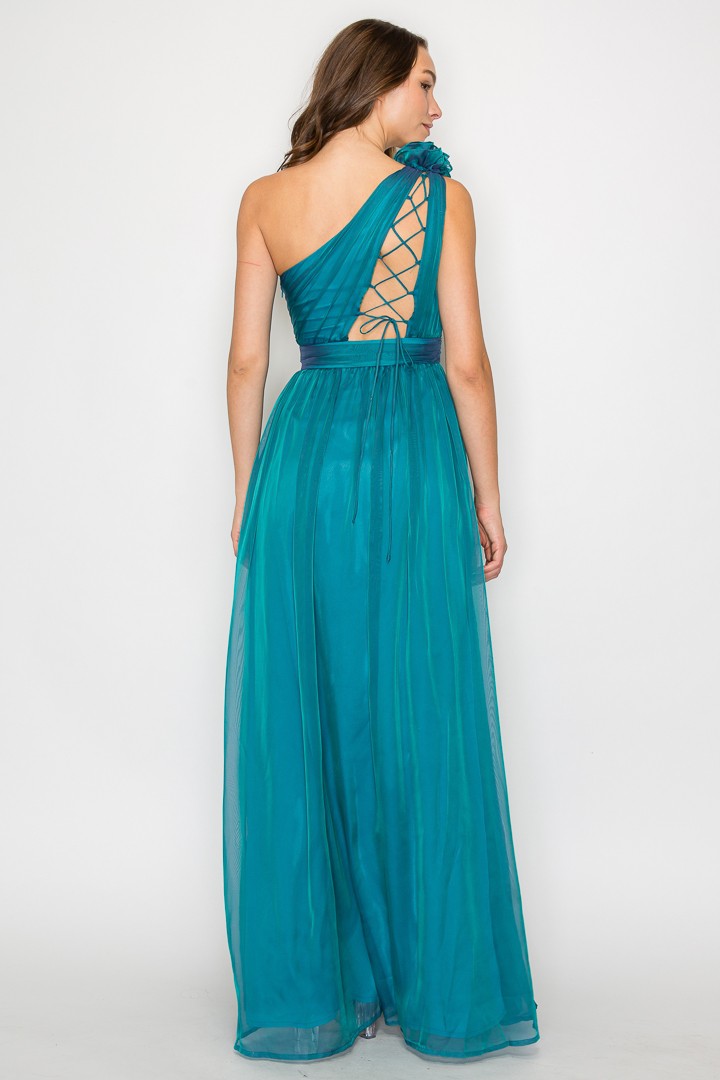 Teal On SHoulder Maxi Dress (Talla S) thumbnail