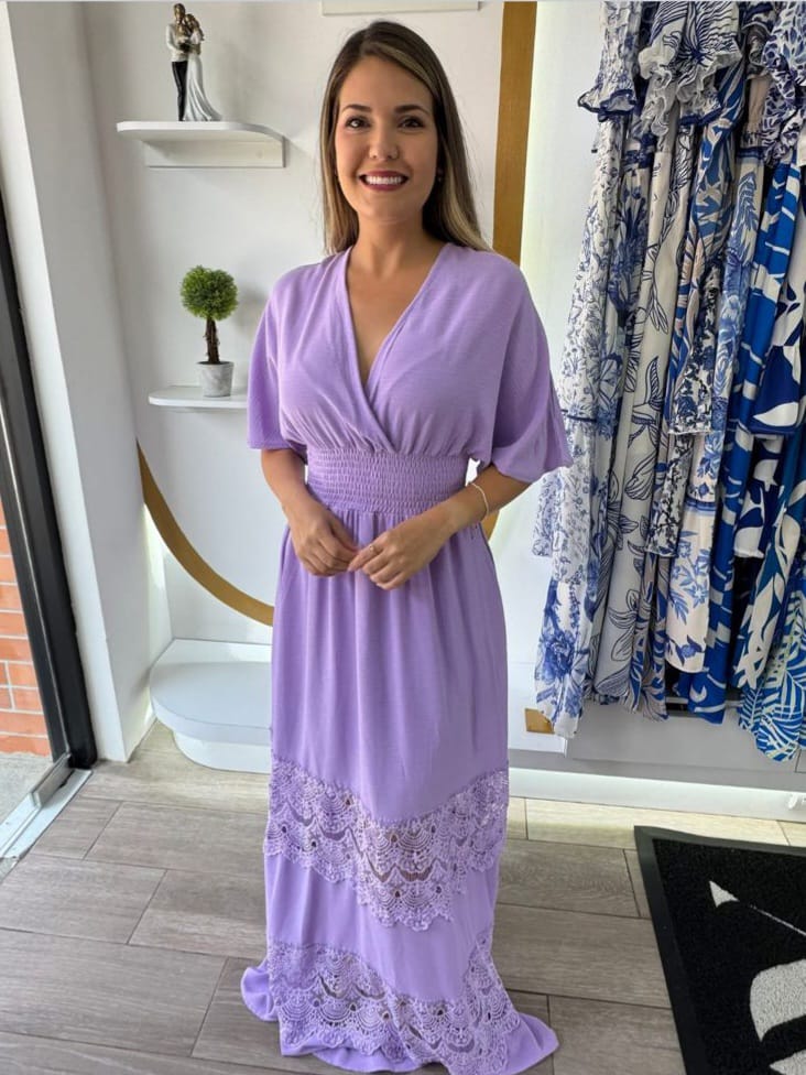 Lavender Solid color maxi dress (Talla S)