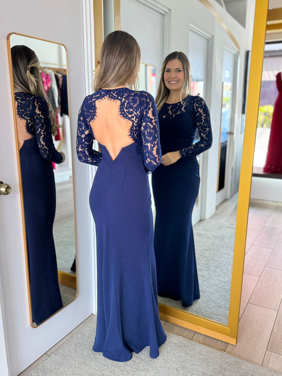 Navy Open Back Maxi Dress (Talla M) thumbnail