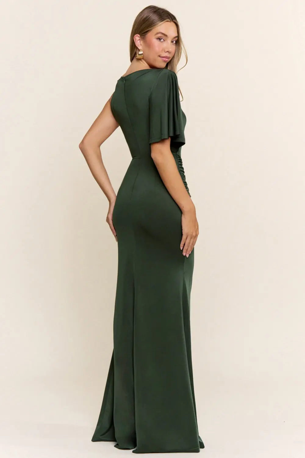 Olive One Shoulder Fully Lined Maxi Dress (Talla L) thumbnail