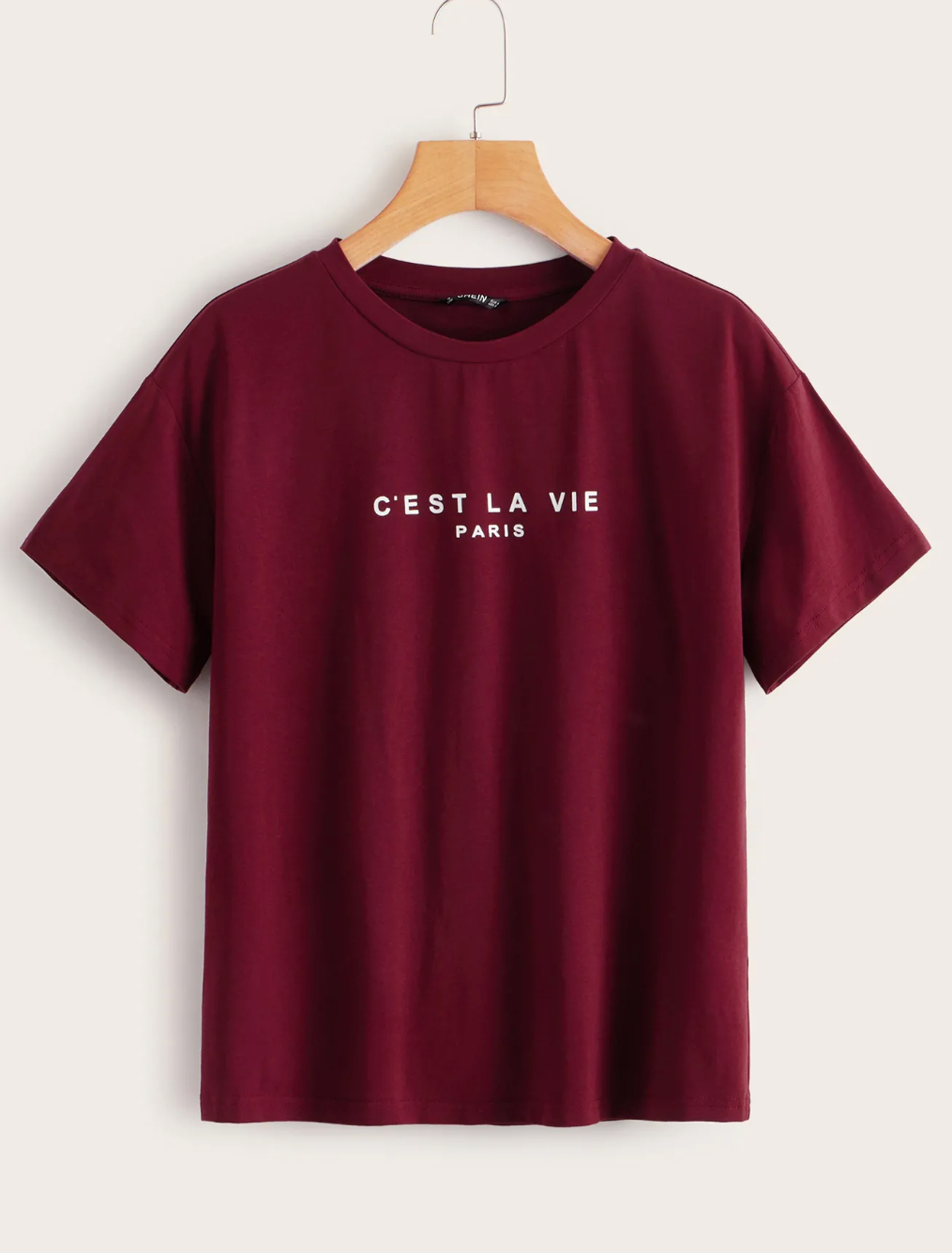 Burgundy Slogan Graphic Tee (Talla L)