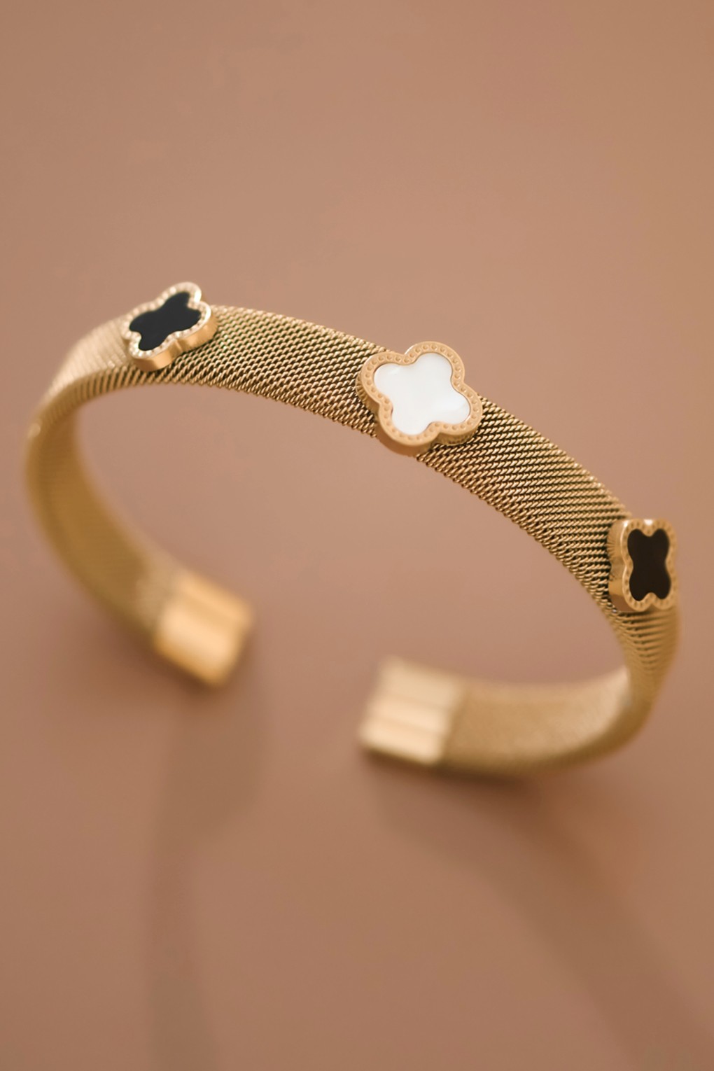 18k Gold Waterproof Stainless Steel Bracelet (Black & White)