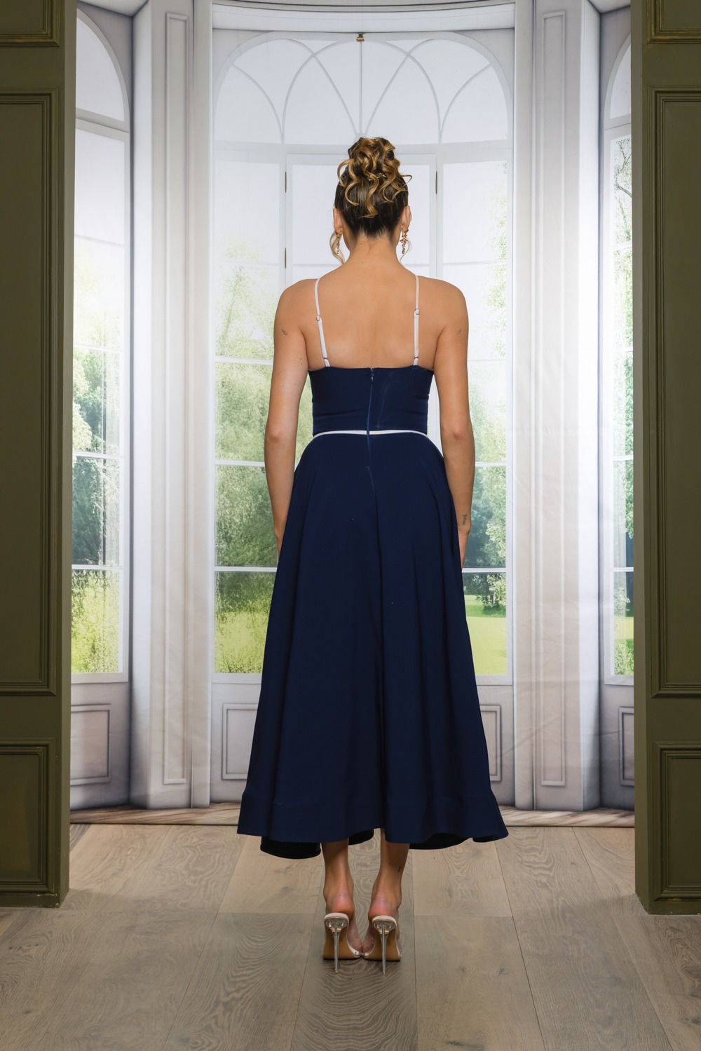 Navy Formal Maxi Dress with  Ribbon (Talla M) thumbnail