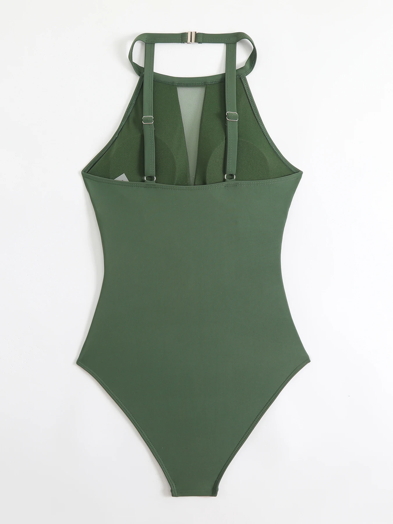 Green Mesh Patchwork One Piece Swimsuit (Talla M) thumbnail