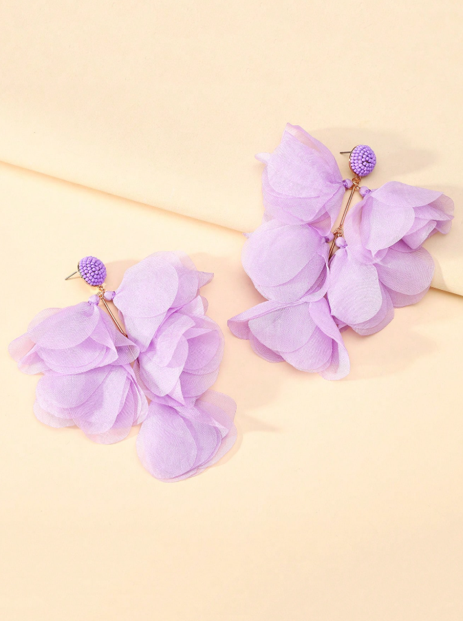 Light Purple Multi-Layer Tassel Earrings thumbnail