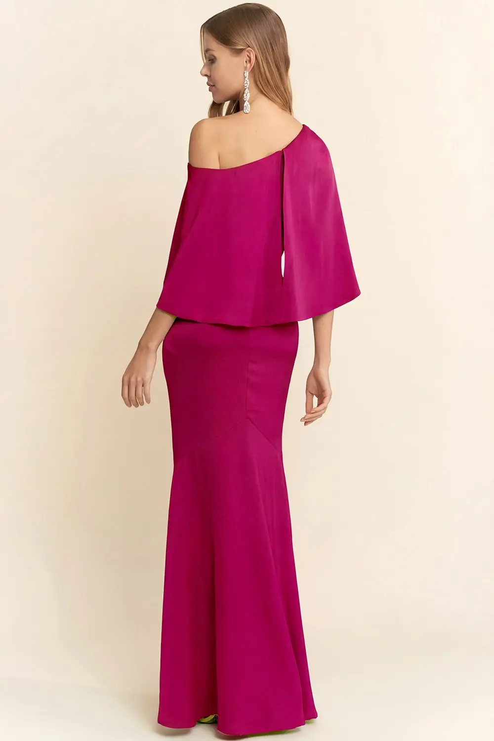 Magenta Asymmetric Mermaid Maxi Dress (Talla S) thumbnail