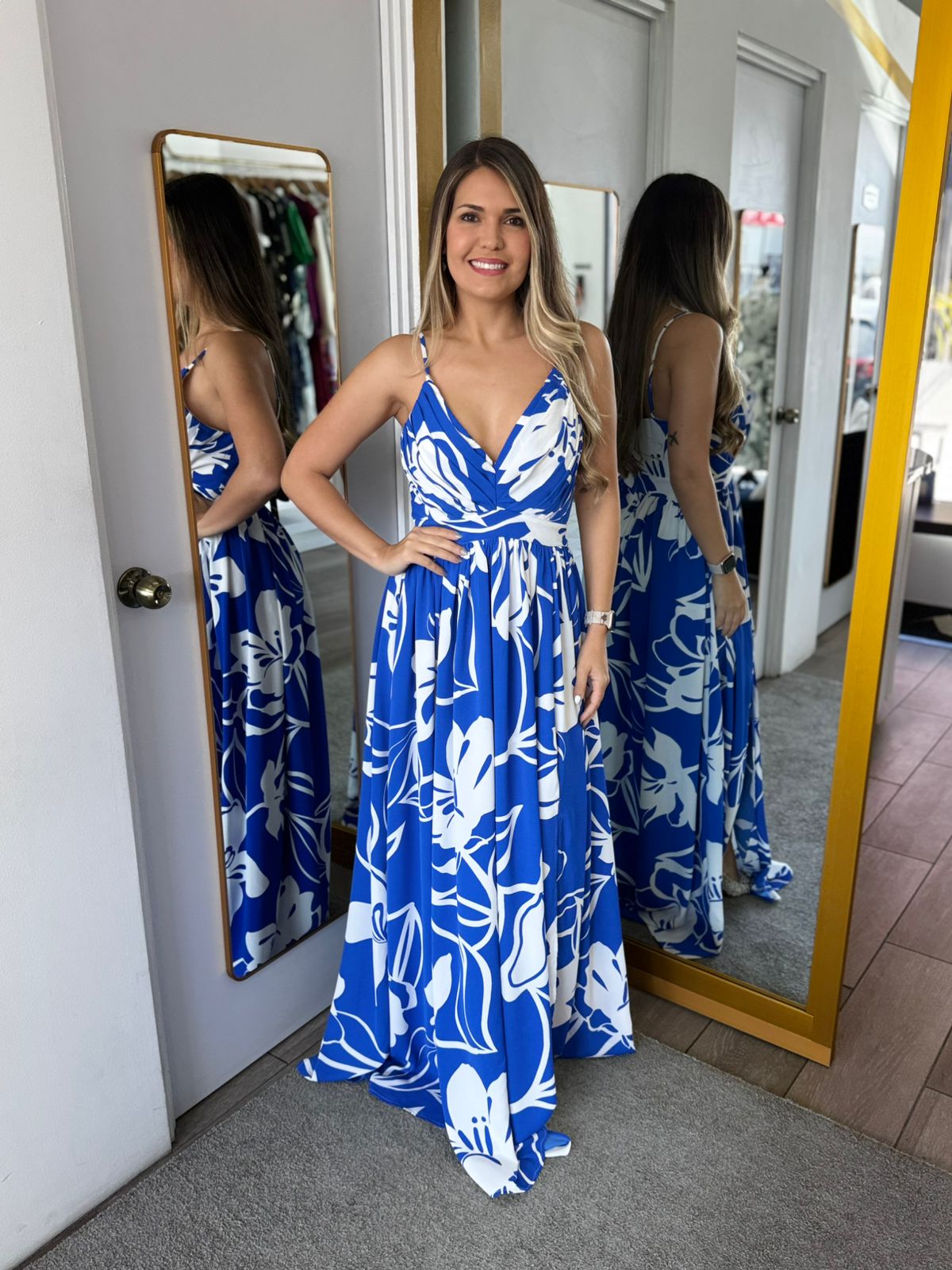 Blue Cobalt Floral Dress (Talla M)