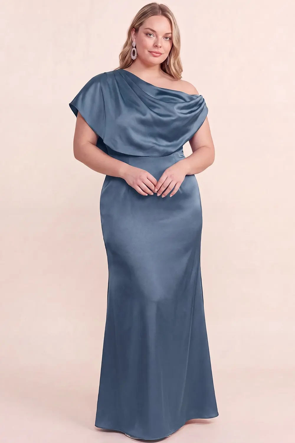 Plus Size Slate Blue Draped Overlay Bodice Maxi Dress (Talla 2XL)