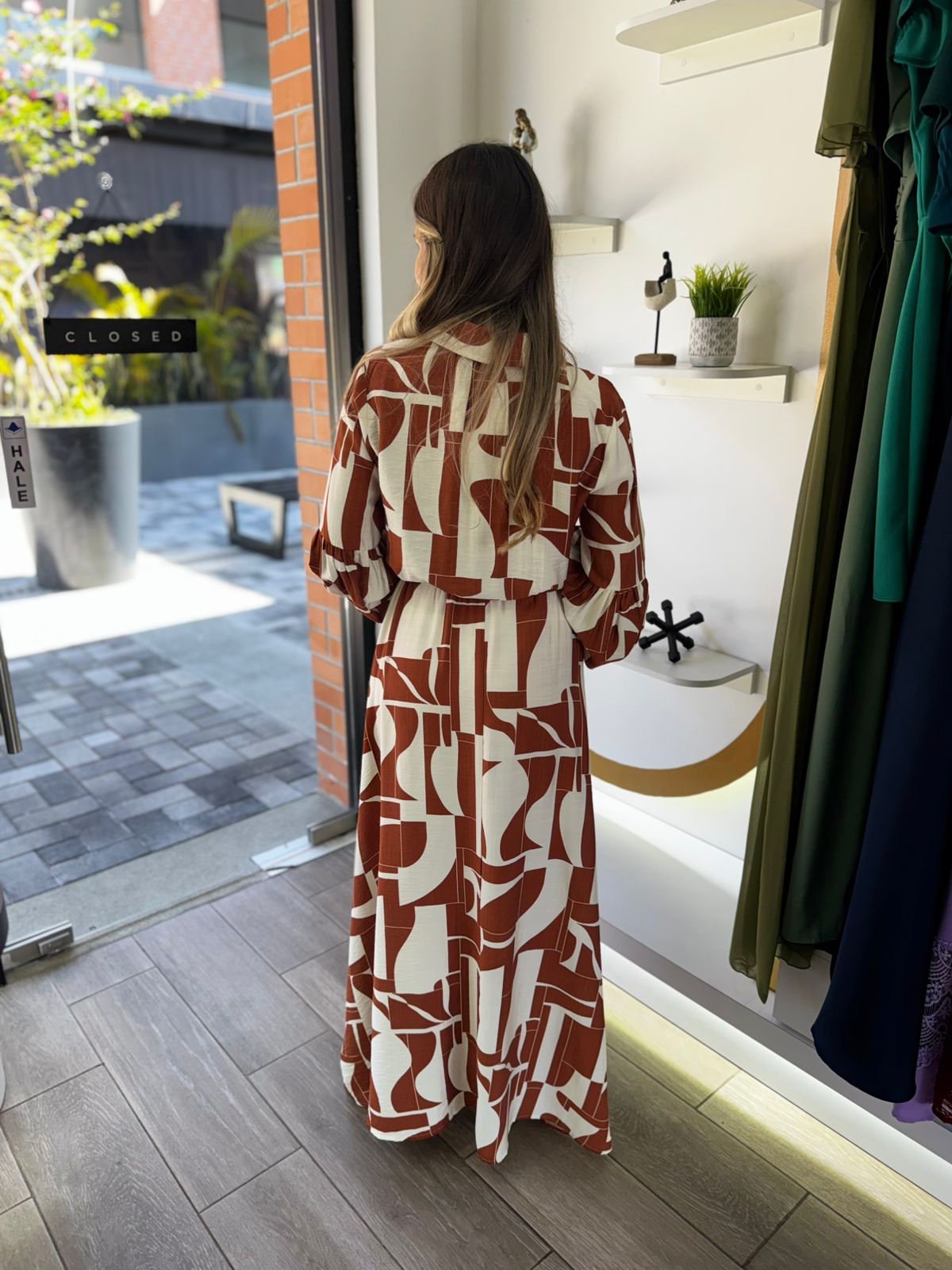 Ivory Long Sleeve Tie Front Chest Maxi Dress (Talla S) thumbnail