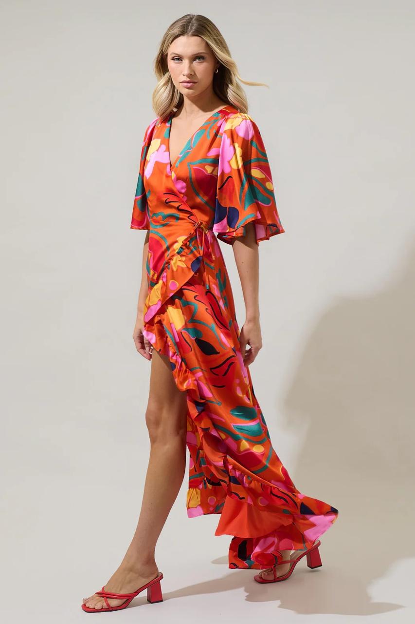 Serene Floral Abelia Maxi Wrap Dress (Talla S) thumbnail