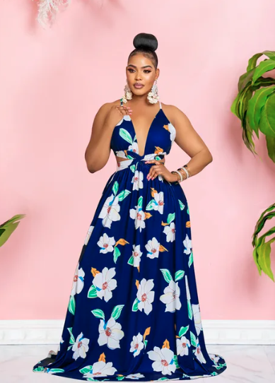 Blue Spaghetti Strap Maxi Dress (Talla M) thumbnail