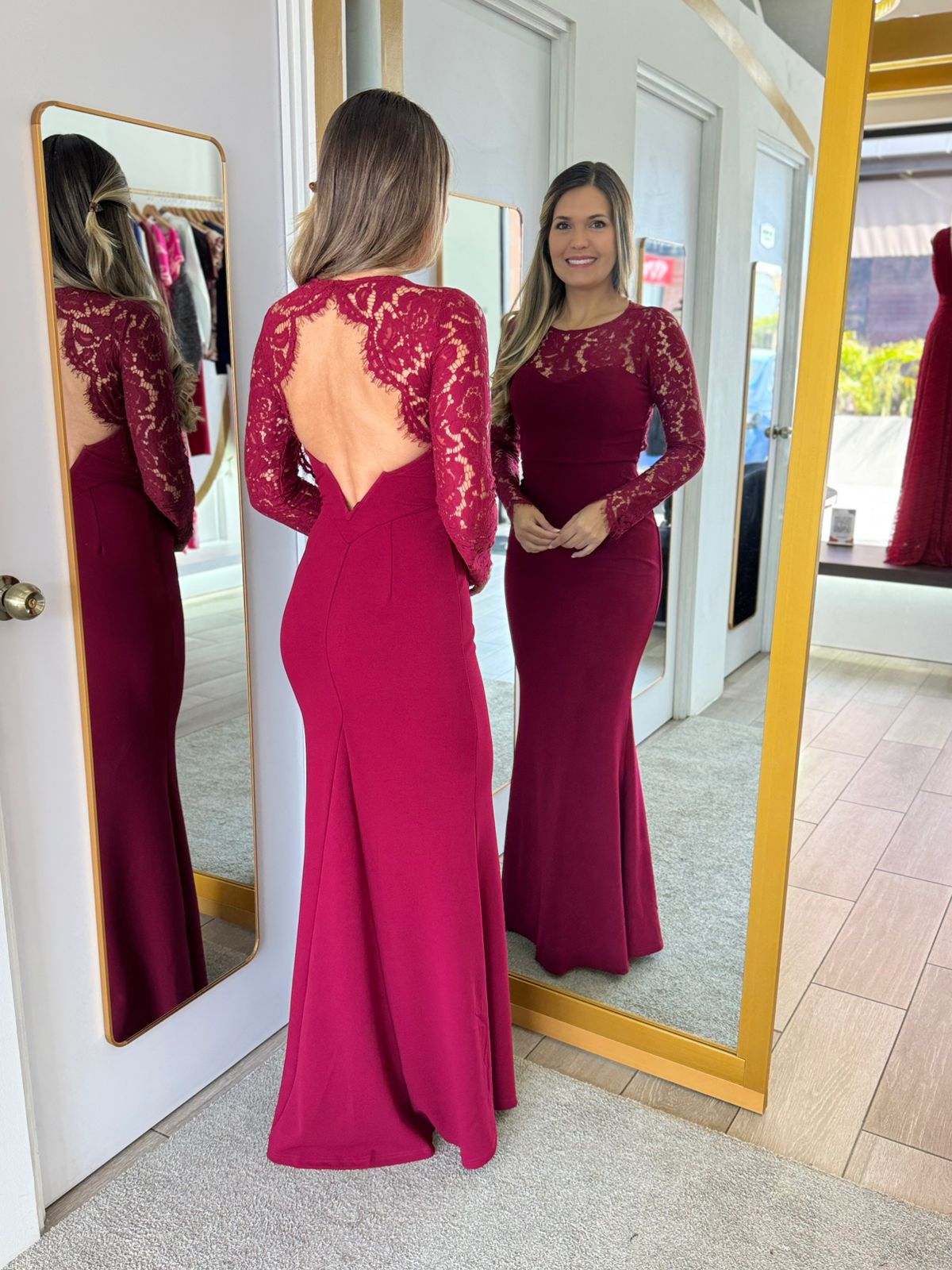 Wine Open Back Maxi Dress (Talla L) thumbnail
