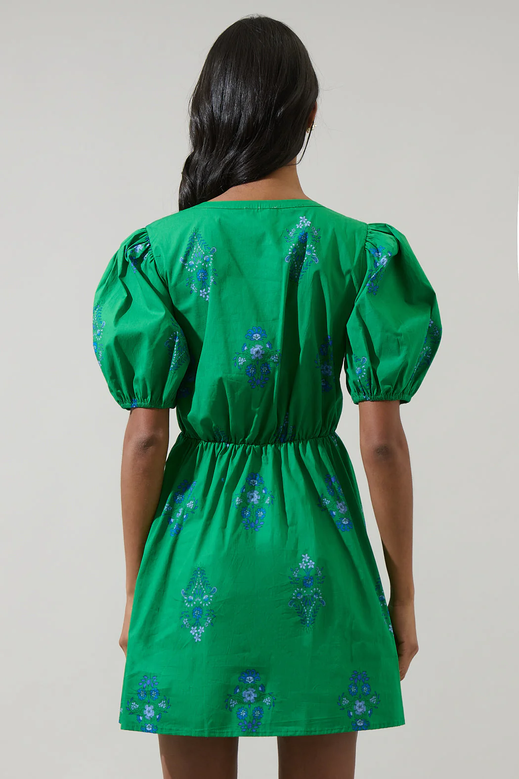 Halina Floral Alba Puff Sleeve Mini Dress (Talla S) thumbnail