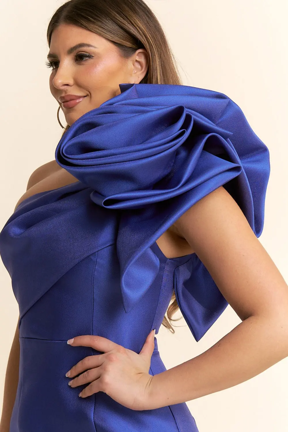Blue One-shoulder Satin Evening Maxi Dress (Talla M) thumbnail