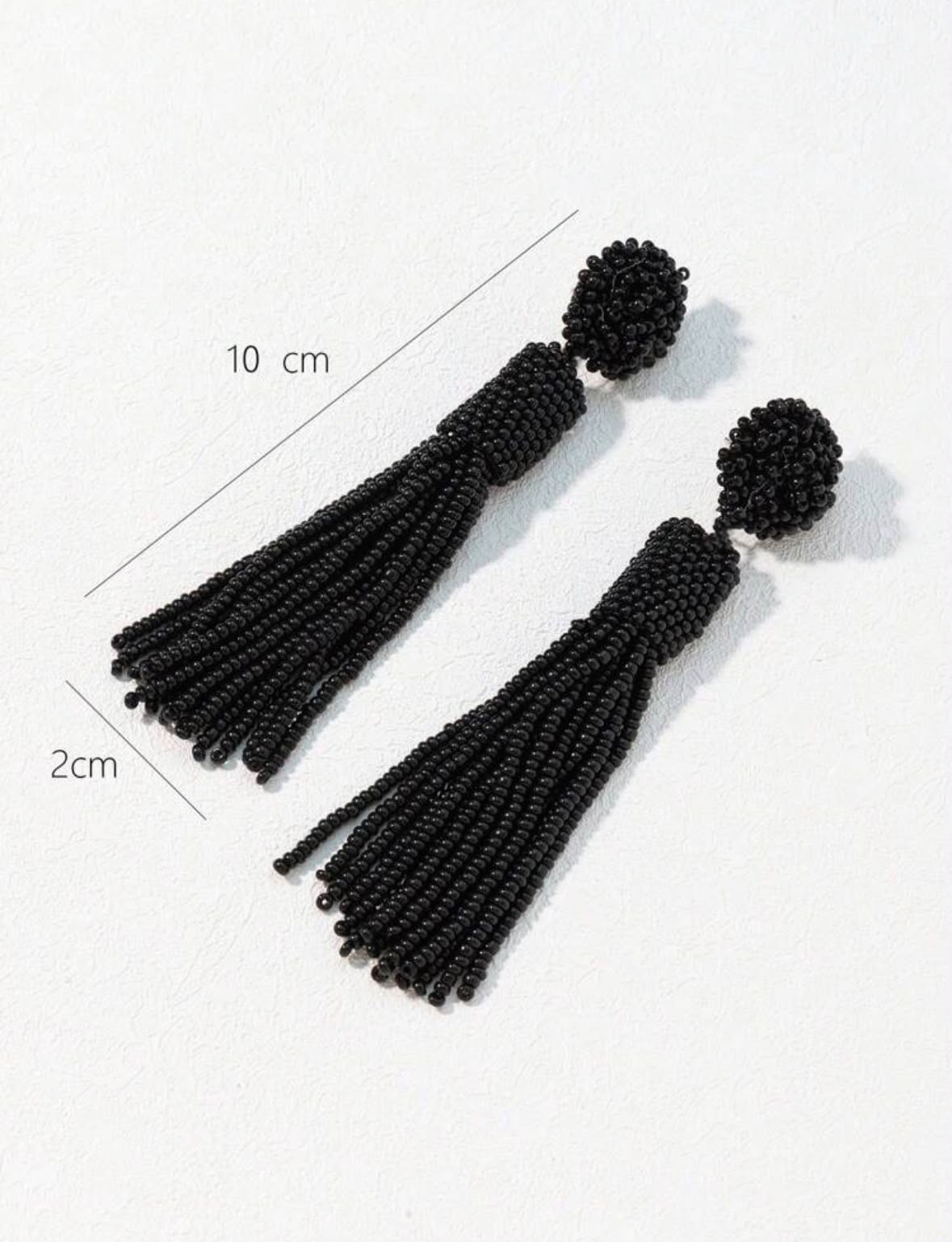 Black Bohemian Beaded Tassel Earrings thumbnail