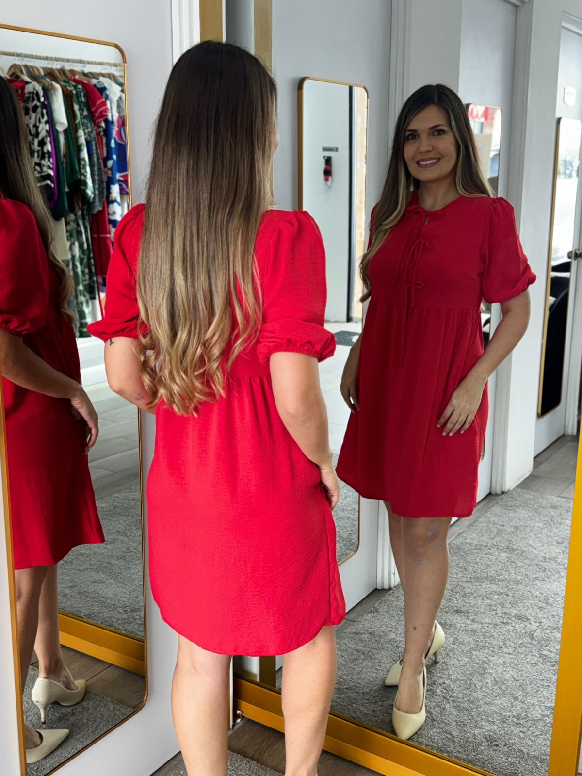 Red Tie Baby Doll Dress (Talla S) thumbnail