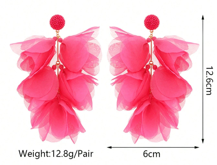 Pink Petal Tassel Earrings thumbnail