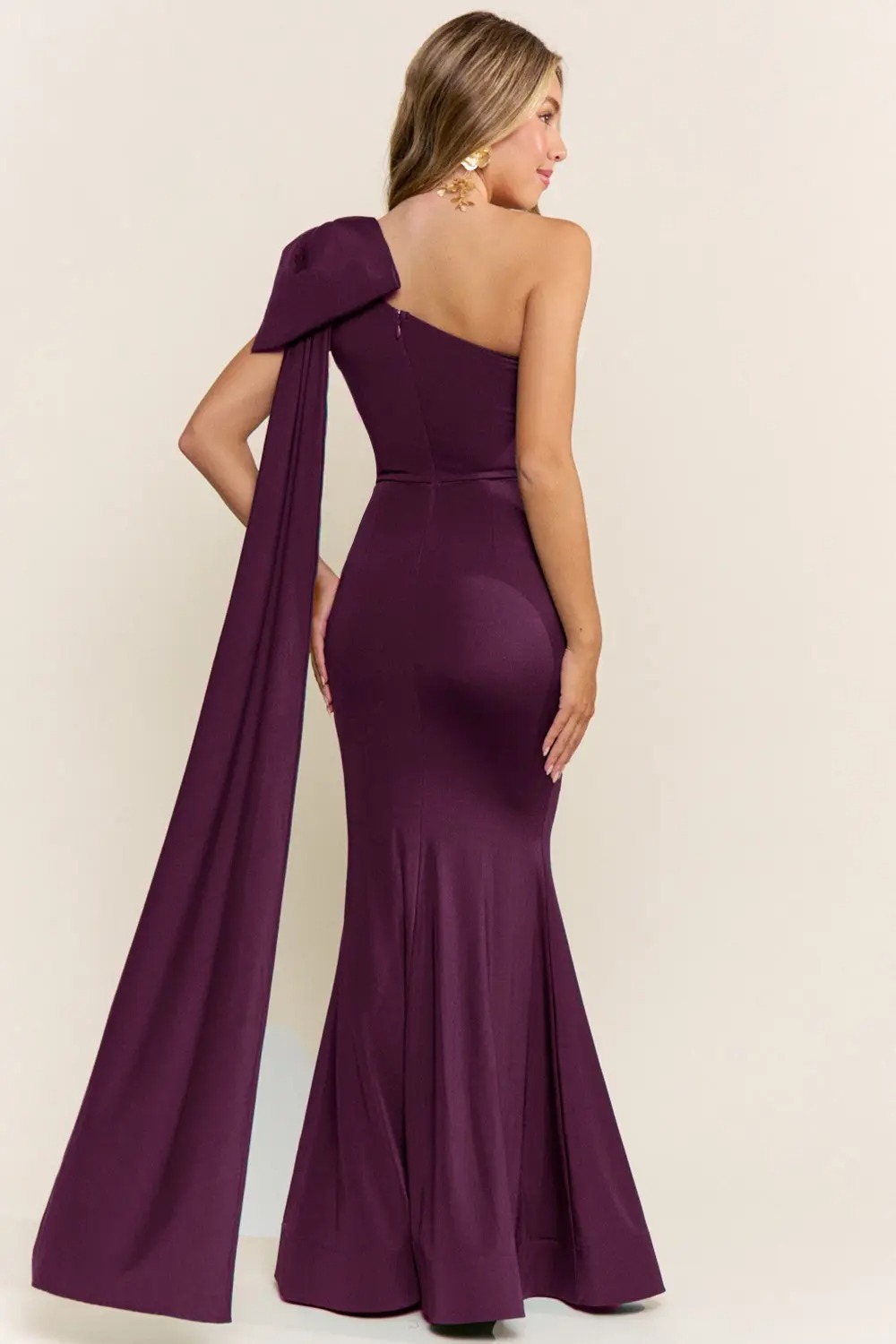 Plum One Should Bow Maxi Dress (Talla M) thumbnail