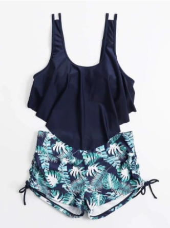 Tropical Hanky Hem Shorts Bikini Swimsuit (Talla XL)