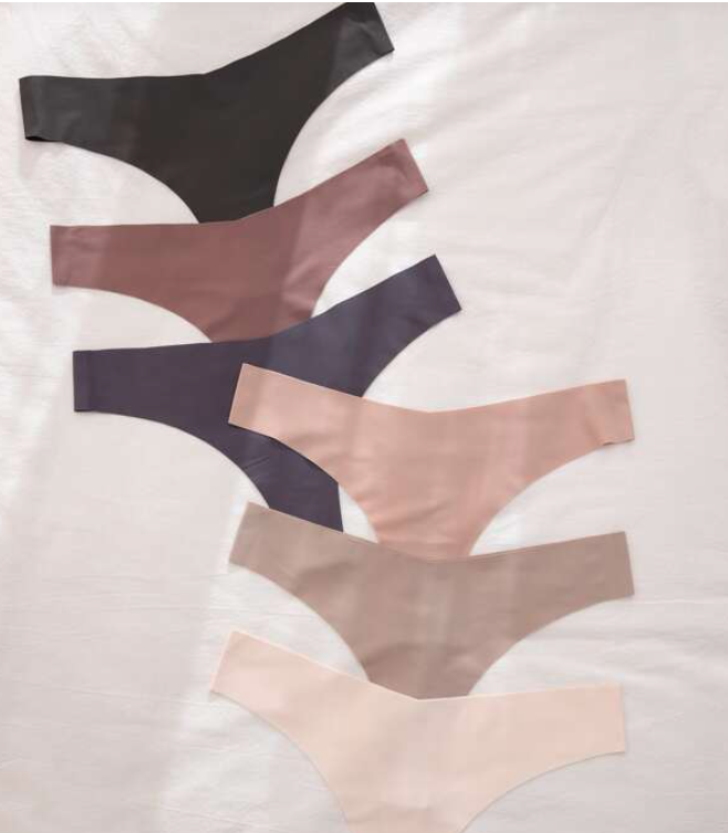 6pack No Show Panty Set Black/Beige (Talla L)