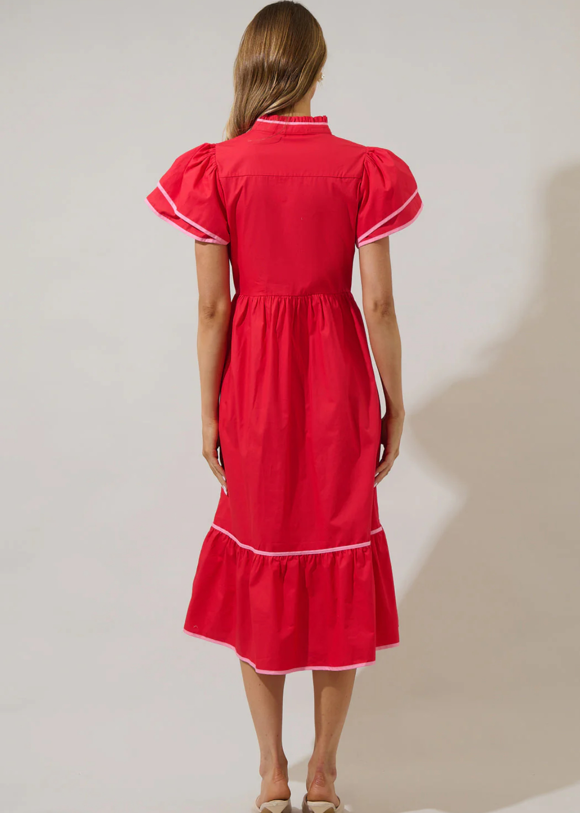 Red Davie Button Down Midi Dress (Talla XS) thumbnail