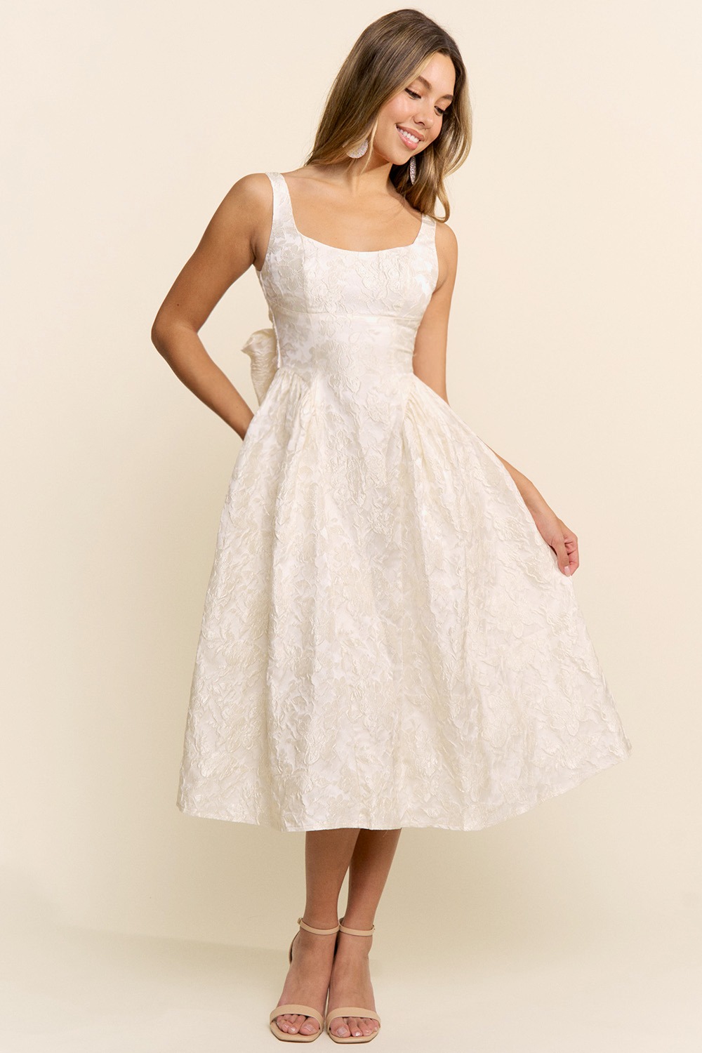 Ivory Jacquard Midi Dress (Talla S) thumbnail