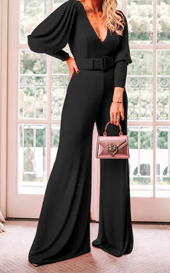 Black Belted Jumpsuit (Talla L) thumbnail